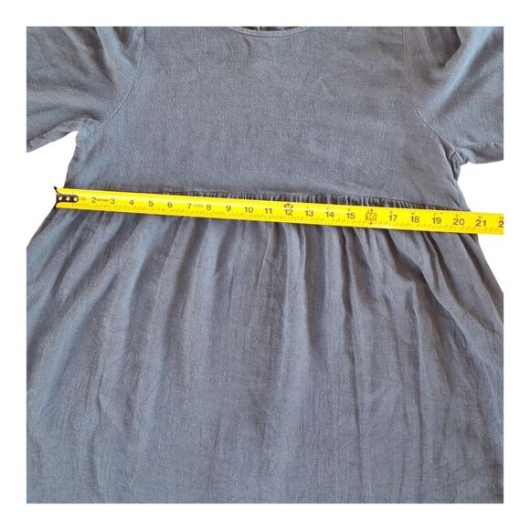 UMGEE Linen Blend Oversized Flowy Babydoll Pocket Dress Keyhole Peacock Blue L - Picture 8 of 15
